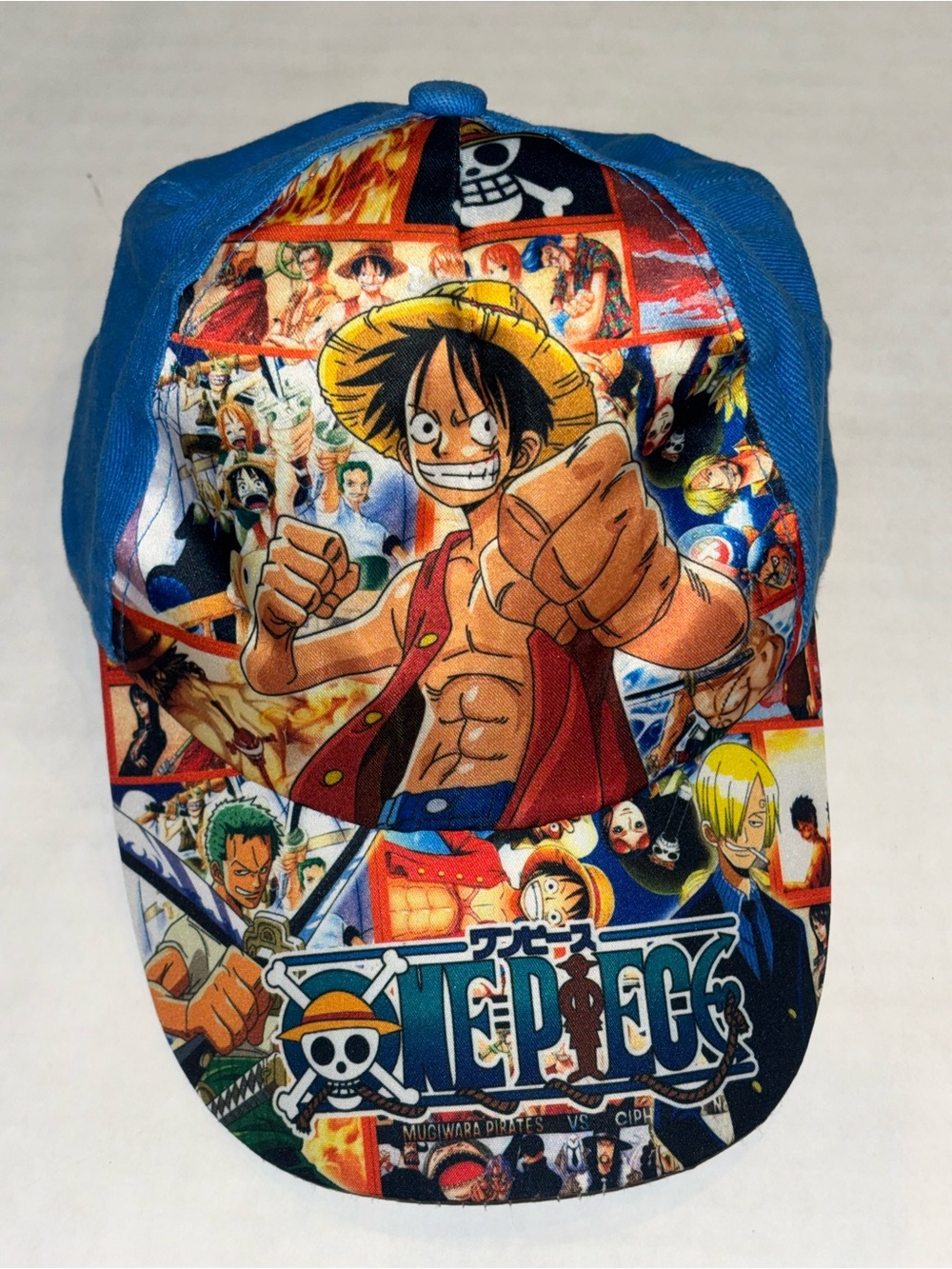 Onepiece Blue Kids Luffy Graphic Cap
